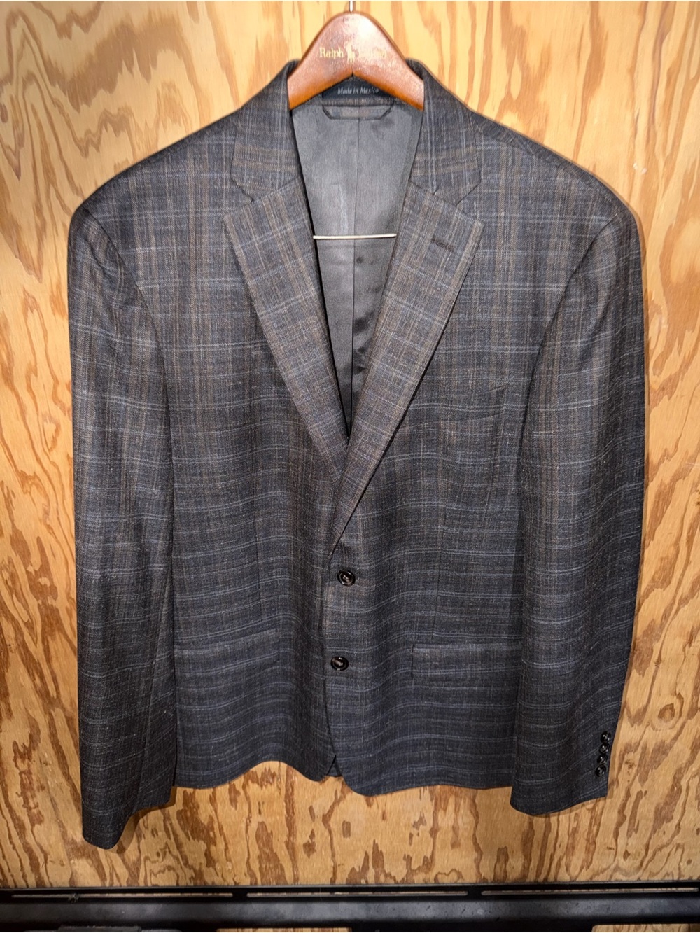 Ralph Lauren Wool Silk Linen Brown Plaid Blazer Mens 42R Half Lined Sport Coat